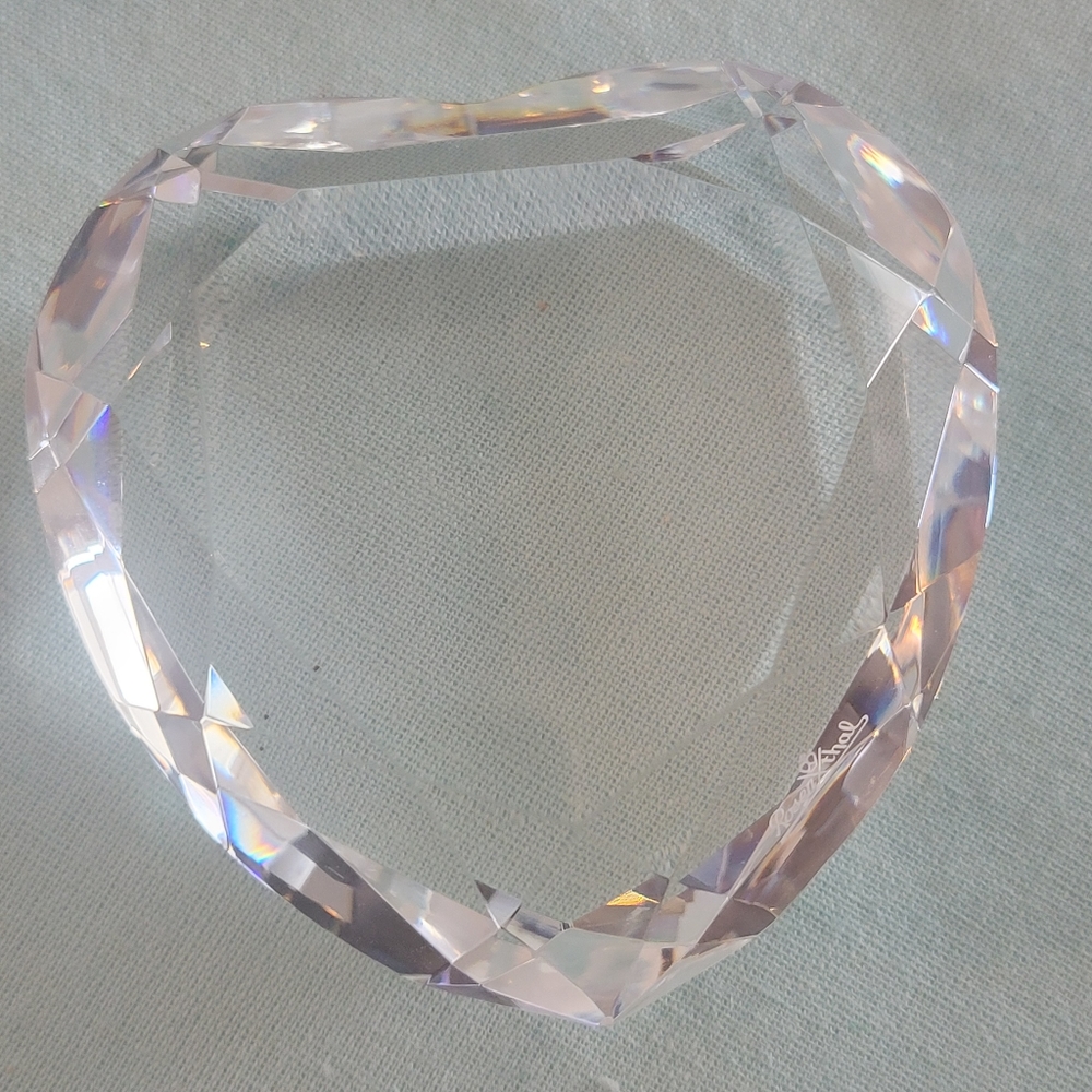 CLEAR CRYSTAL HEART BY ROSENTHAL SIGNED